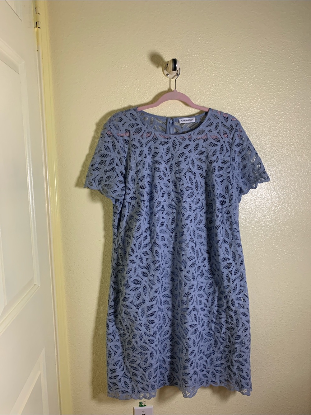 NWT Calvin Klein Periwinkle Lace Overlay Mini Dress, Size 14